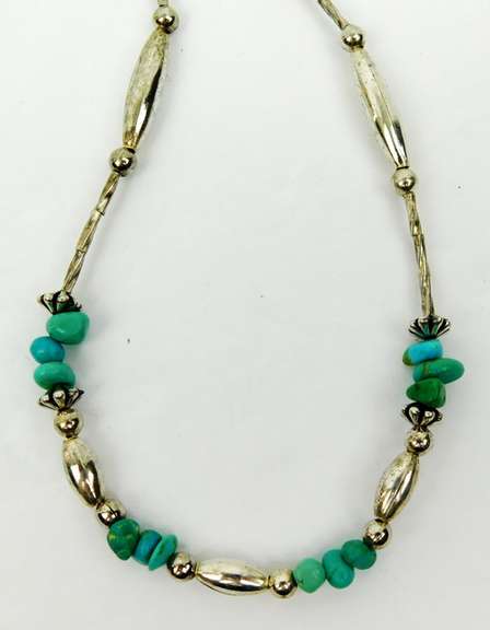 Vintage Native American Sterling Turquoise Necklace