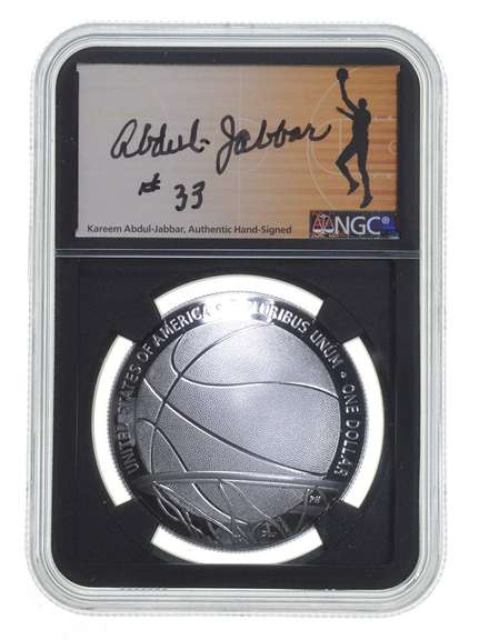 PF70 2020-P Basketball HOF Silver Dollar Kareem Abdul Jabbar Auto NGC