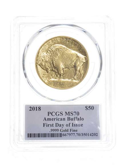MS70 2018 $50 American Buffalo 1 Oz .999 Fine Gold Coin Signed - PCGS