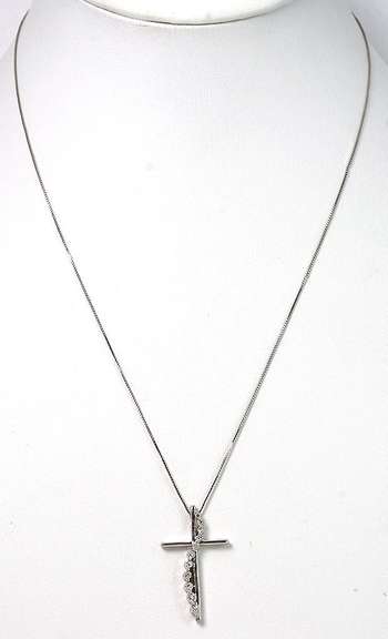 Elegant Diamond Cross Necklace in 14KT White Gold