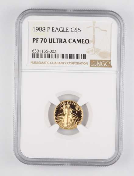 PF70 UCAM 1988-P $5 American Gold Eagle - 1/10 Oz. Fine Gold - NGC
