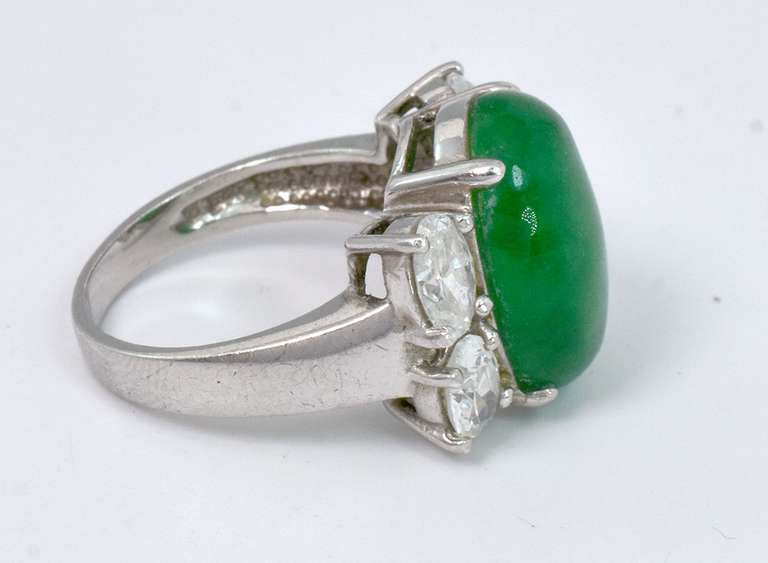 Bold Chrysoprase & CZ Ring in Sterling Silver
