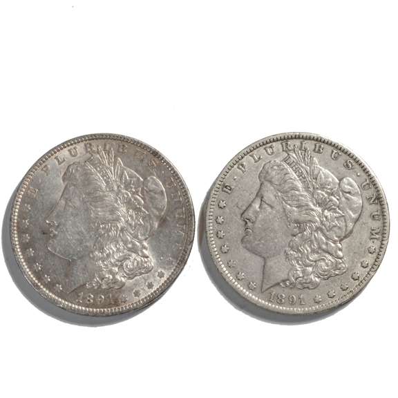 1891  & 1891 O Morgan Dollars