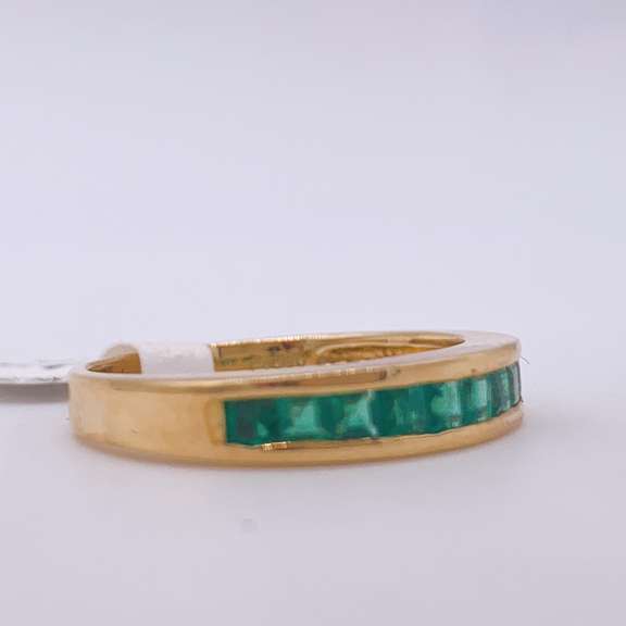 18kt Solid Yellow Gold & Emerald Band Ring