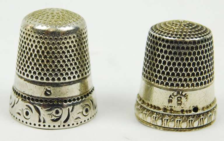 2 Antique Sterling Silver Thimbles