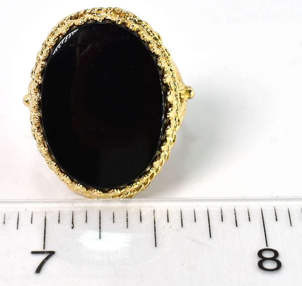 Gorgeous Gothic Onyx Ring in 14KT Yellow Gold