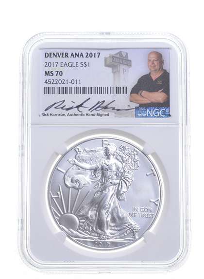 MS70 2017 American Silver Eagle Denver ANA Rick Harrison Signed - NGC