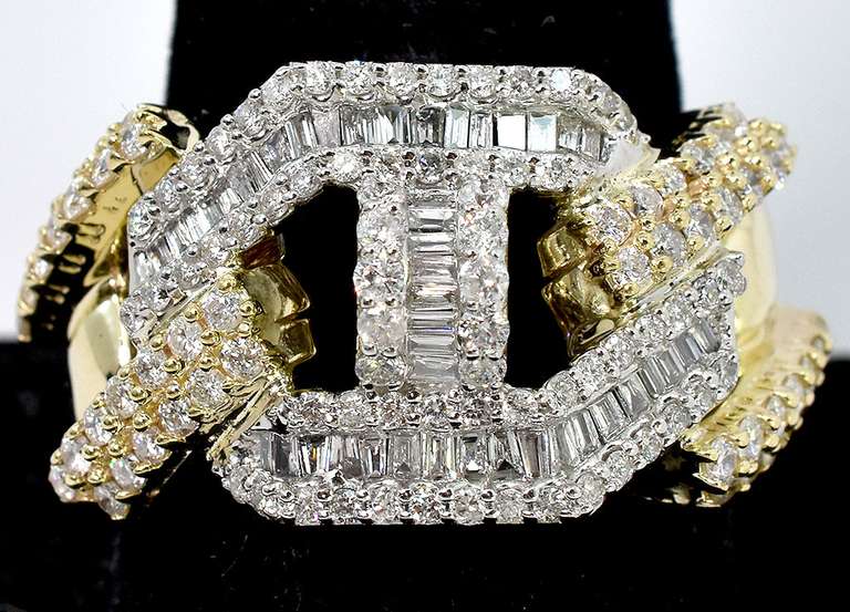 Glitzy Diamond Ring in Two Tone Gold