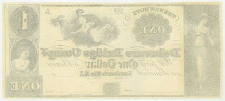 Gem Crisp 1800's $1 Note The New Hope Delaware Bridge Co. Lambertville N. J.!
