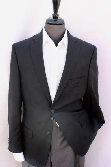 Black Color Textured Comfort Fit Notch Lapel Sport Coat