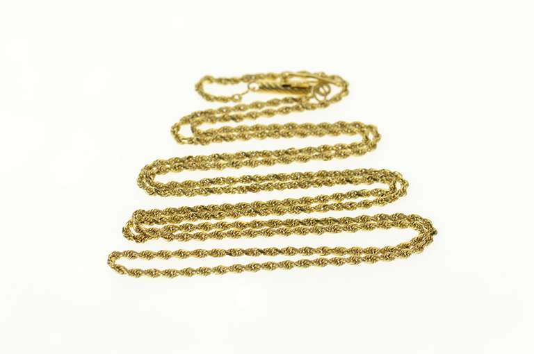 14K Yellow Gold 1.4mm Rope Link Classic Woven Chain Necklace