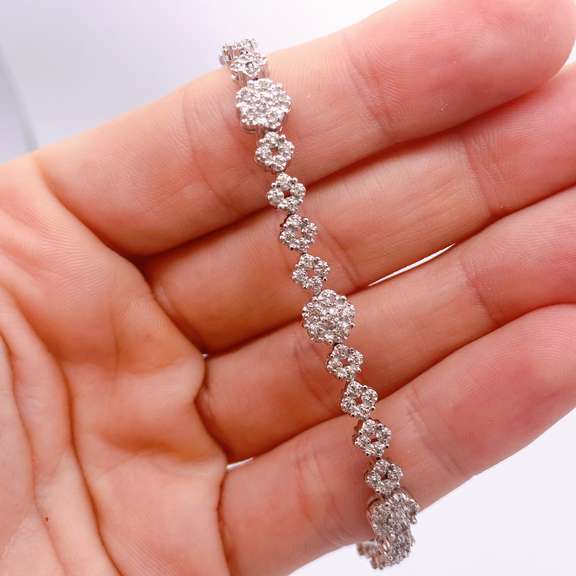 14kt Solid White Gold & Diamond Tennis Bracelet
