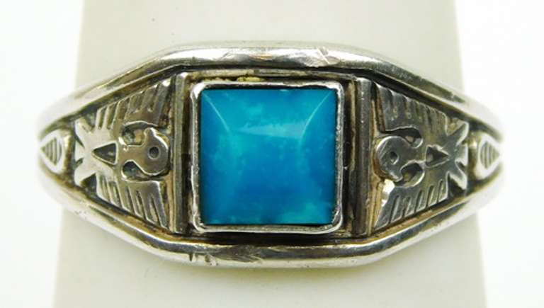 Vintage Bell Sterling Silver Gemstone Ring, 7