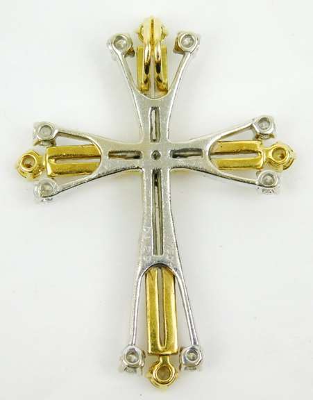 Finest 18K Gold Yellow & White Diamond Cross