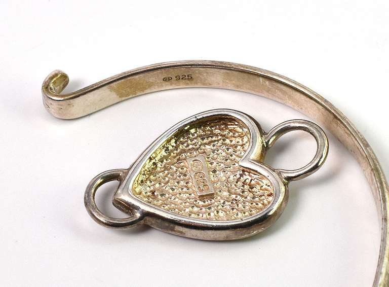 Adorable Heart Charm Toggle Bracelet in Sterling Silver