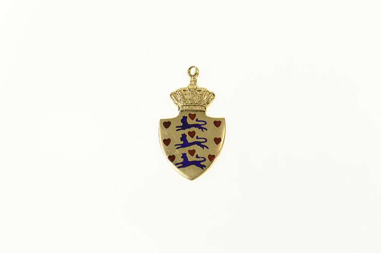 14K Yellow Gold Denmark Enamel Victorian Coat of Arms Charm/Pendant