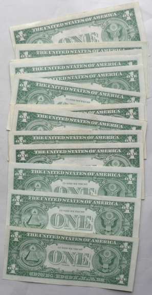 15 Mixed Series Near Unc $ 1 Silver Certificates