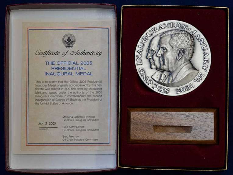 2005 Presidential Inagural Medal, George W. Bush Fine Silver.