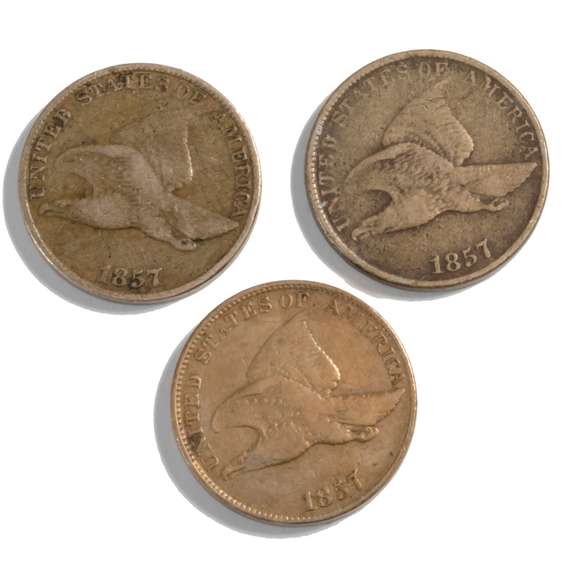 3 1857 Flying Eagle Type Coins