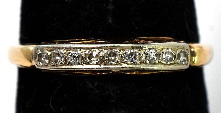Shiny Diamond Chip Ring in 14KT 2-Tone Gold