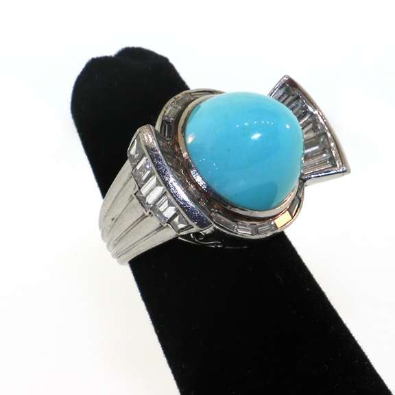 Fancy 18KT White Gold Turquoise Ring