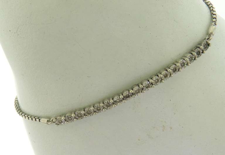 Sterling Silver Bar Bracelet w Illusion Set Diamonds