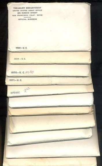 Assortment of 12 US Mint Sets: 1968-1979