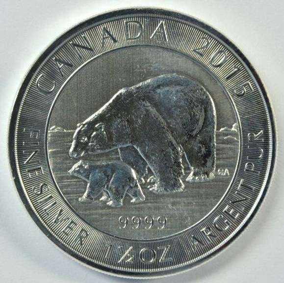 Super 2015 Gem BU 1.5 oz pure Silver Polar Bear & Cub