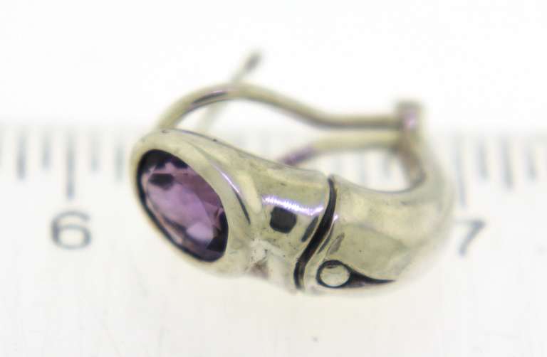 Sterling Silver John Hardy Amethyst Bamboo Earrings