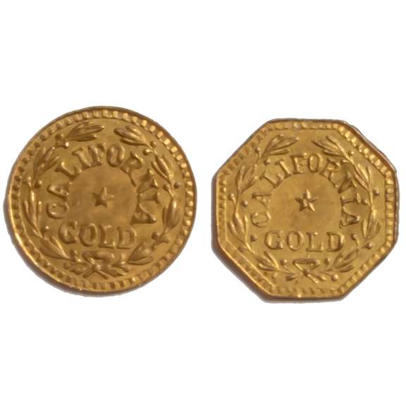 1852 1853 Ca Gold Quarter Size Tokens