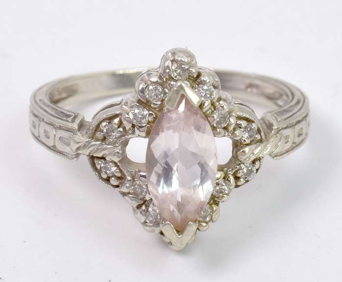 Vintage Morganite & Diamond Ring, 14KT