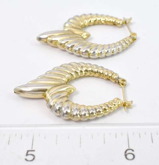 14KT Yellow Gold Fancy Hoop Earrings