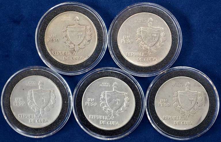 Lot Of Rare Silver Cuban Peso Coins.