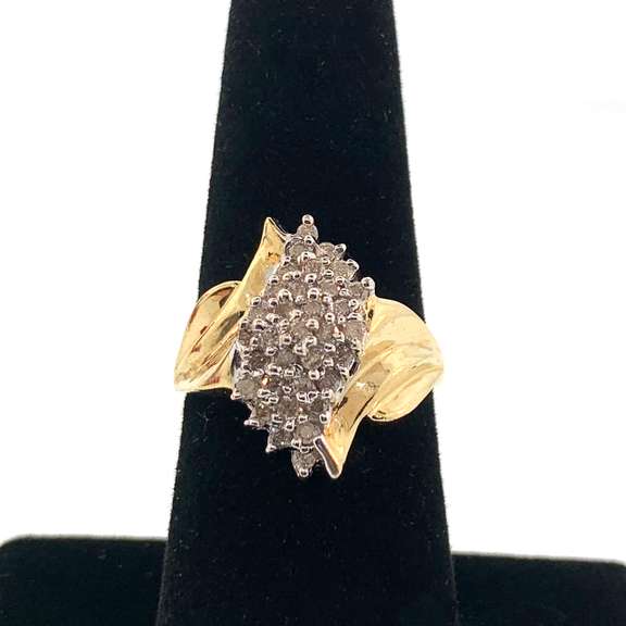 Fancy 10kt Waterfall Diamond Ring