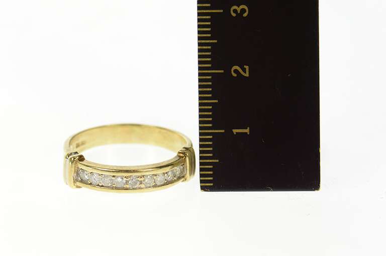 10K Yellow Gold Squared Classic Diamond Wedding Band Ring