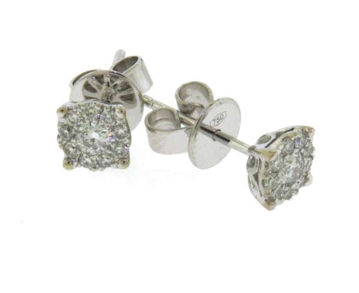 Brilliant White Gold Diamond Halo Cluster Earrings