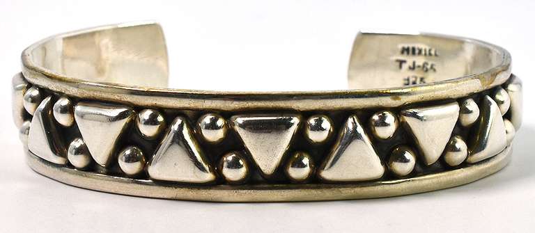 Striking Geometrical Cuff Bracelet in Sterling Silver