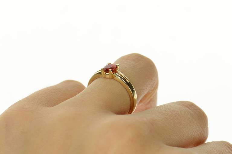 14K Yellow Gold Oval Spessartite Garnet Diamond Accent Ring
