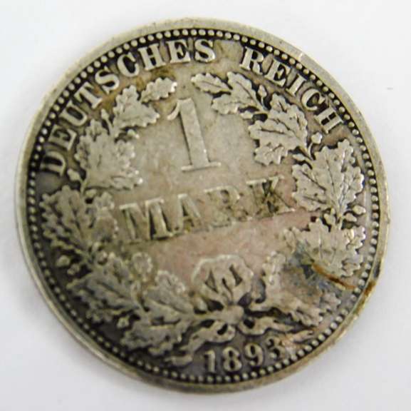 1893 German 1 Mark Silver Coin