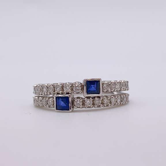 14kt Gold, Blue Sapphire, & Diamond Ring