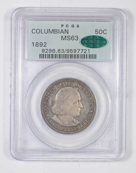 MS63 CAC 1892 Columbian Exposition Commem. Half Dollar Toned - PCGS