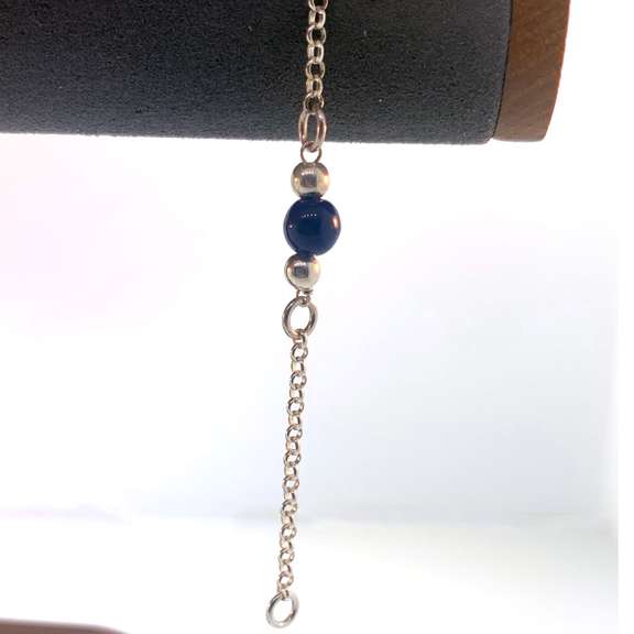 Sterling silver bracelet with blue and silver beads
