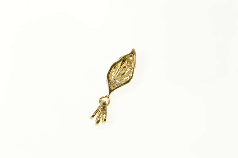 14K Yellow Gold Two Tone Diamond Accent Wavy Statement Pendant