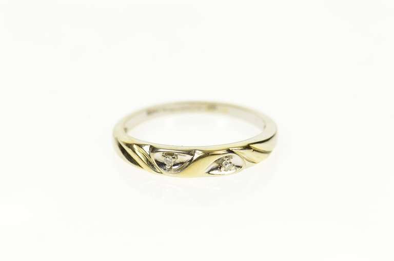 14K Yellow Gold Diamond Classic Retro Simple Wedding Band Ring