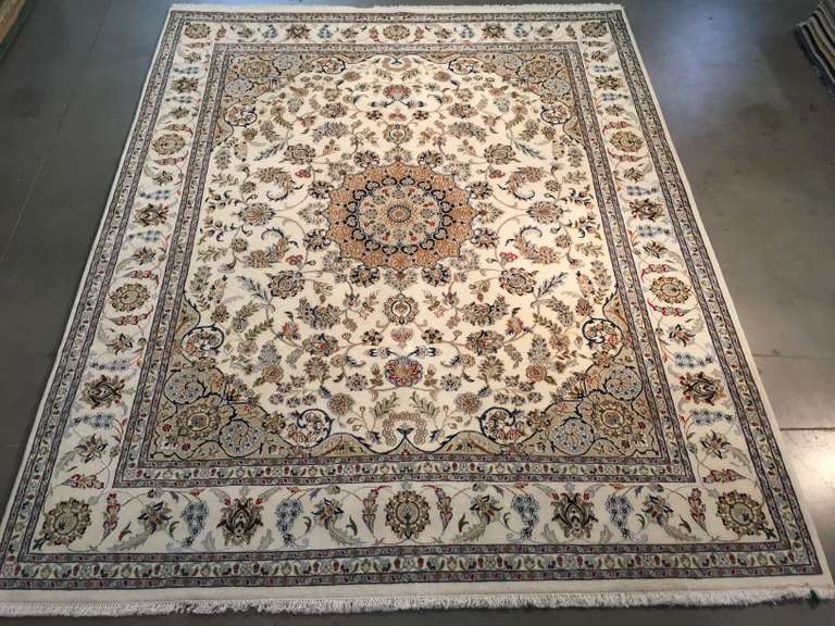 FINE SILK & WOOL KASHAN RUG 7.9x10.7