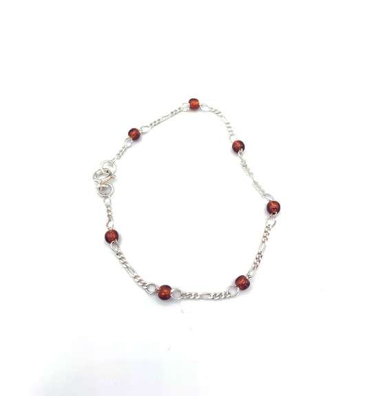 Sterling silver bracelet with red beads