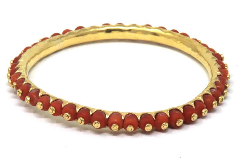 Impressive 21kt Coral Bangle Bracelet