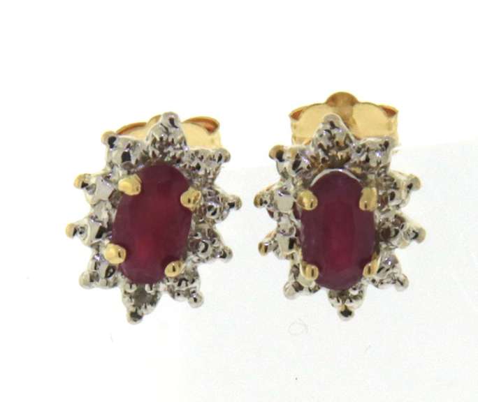 Stunning Yellow Gold Ruby & Diamond Earrings
