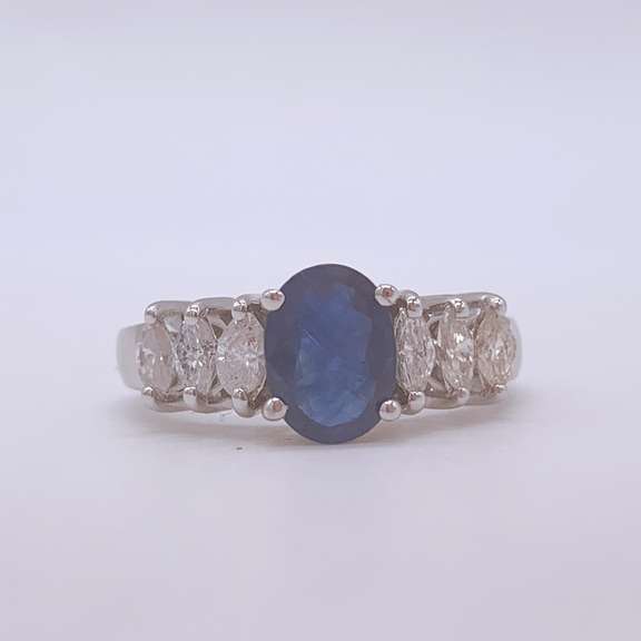 14kt Gold, Blue Sapphire, & Diamond Cocktail Ring