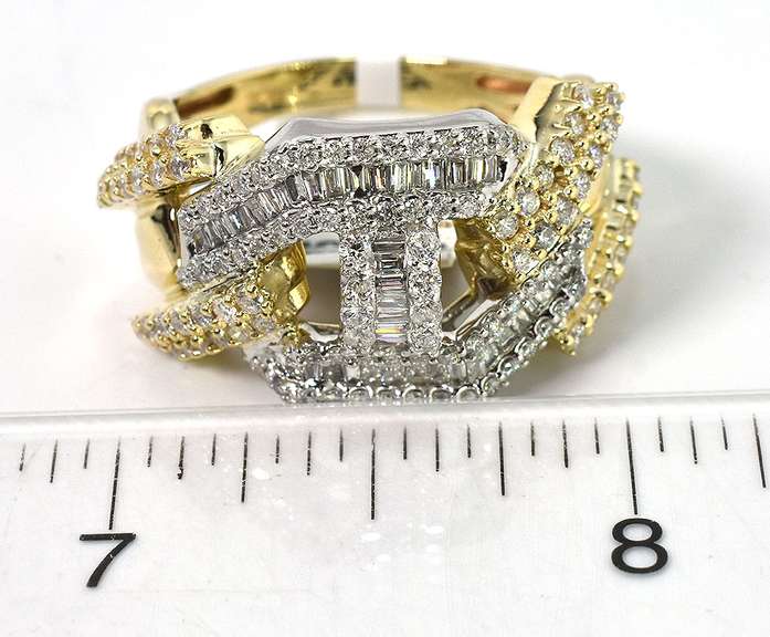 Glitzy Diamond Ring in Two Tone Gold